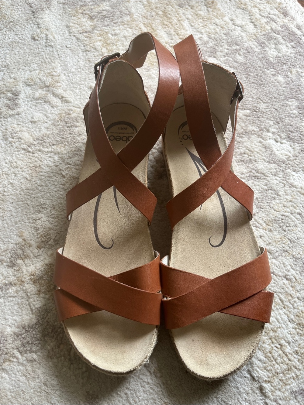 Abeo Biana Kitten Wedge Sandals Tan Leather Strappy Size WN 11